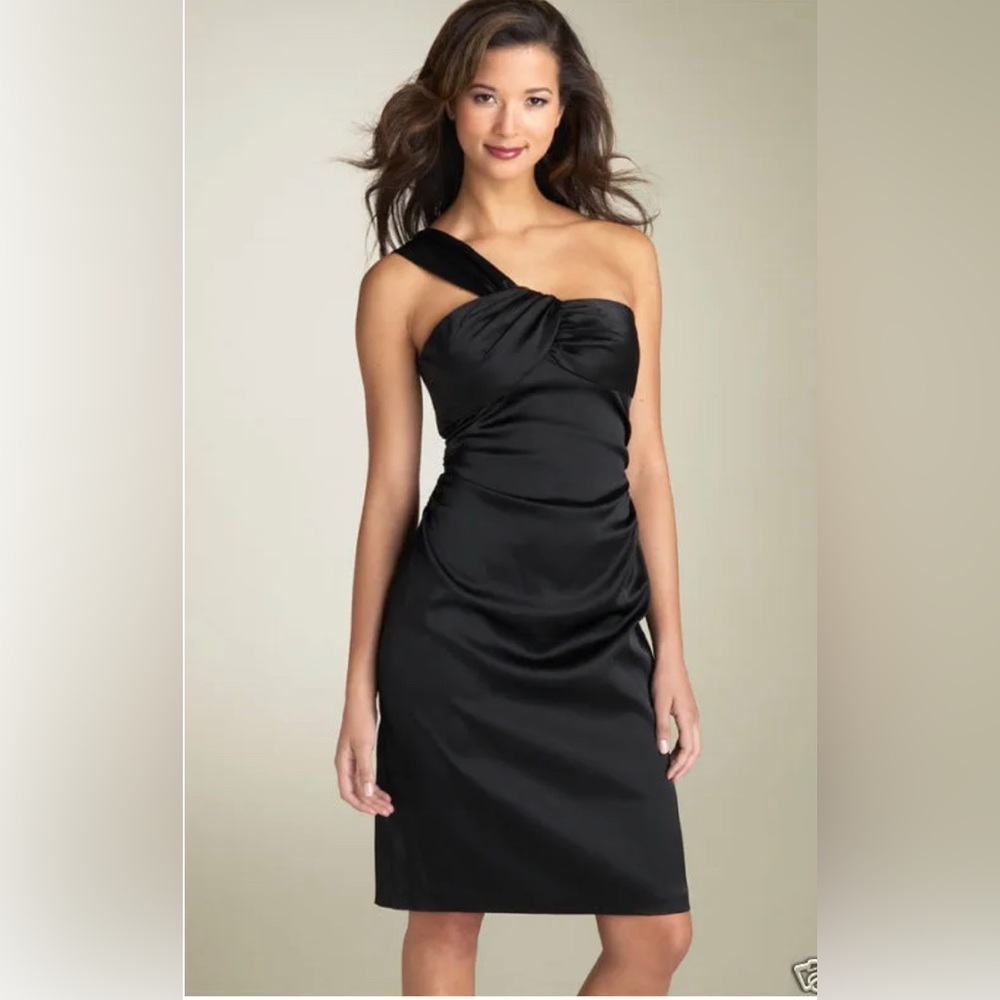 Donna Ricco One Shoulder Little Black Dress Cocktail Size 8